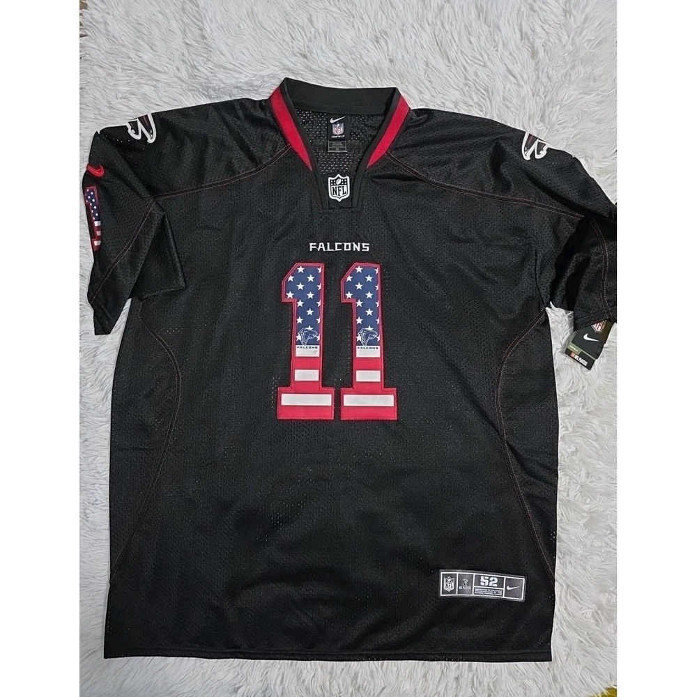 Nike Julio Jones Black Atlanta Falcons Jersey Adult‎ 2XL American Flag On Field